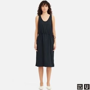 UNIQLO U Sleeveless Drawstring Black Dress Size L